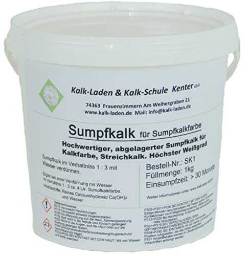 Sumpfkalk/Kalkfarbe/Streichkalk, allergiefreundlich, pilzhemmend, 1 kg für ca. 14 qm