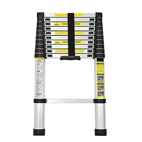 EINFEBEN Teleskopleiter, 3.2M Aluminium Leiter, Tragbar Ausziehleiter, Teleskop Aluminiumleiter, Mehrzweckleiter, Maximale Tragkraft von 150kg